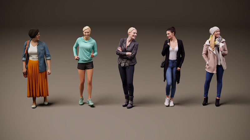 Collectie vrouwen x 5 02 3D Model .c4d .max .obj .3ds .fbx .stl .blend 