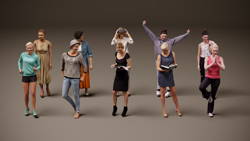 Collectie vrouwen x 10 01 3D Model .c4d .max .obj .3ds .fbx .stl .blend 