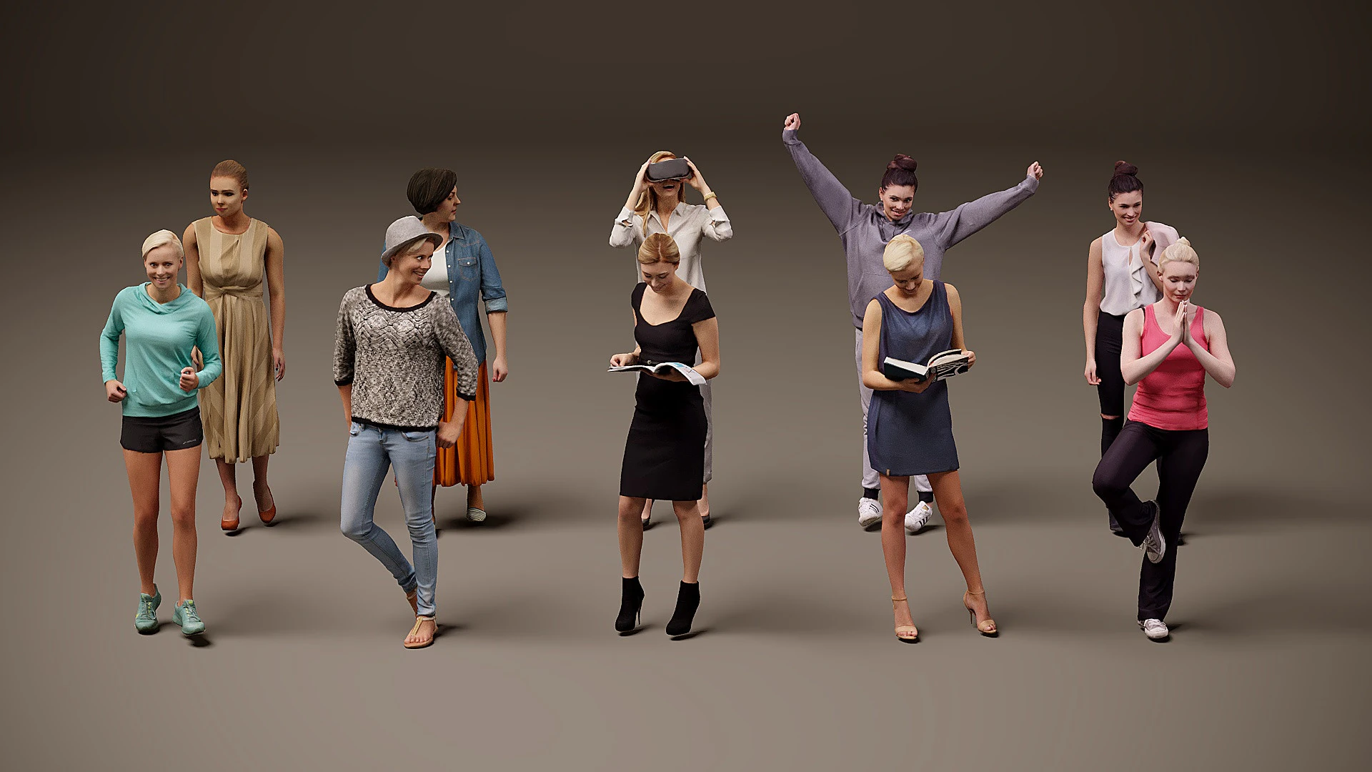Collection of women x 10 01 3D Model .c4d .max .obj .3ds .fbx .stl .blend 