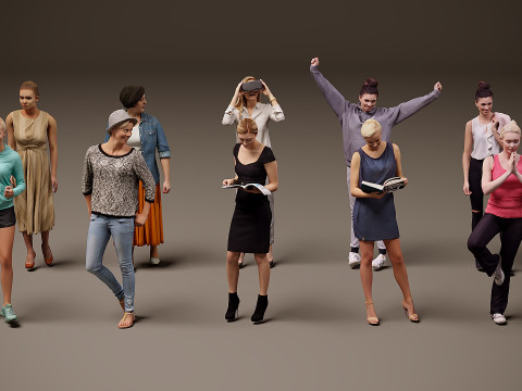 女性集合 x 10 01 3D 模型