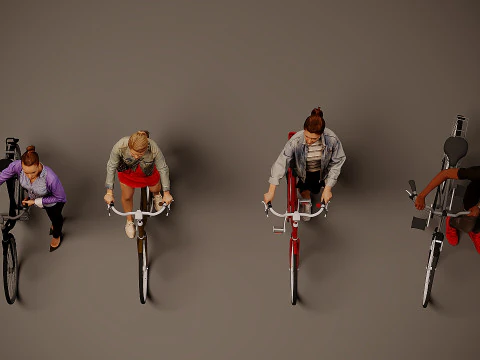 Cyclists-Collection x 4 3D Model
