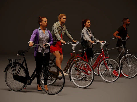 Cyclists-Collection x 4 3D Model