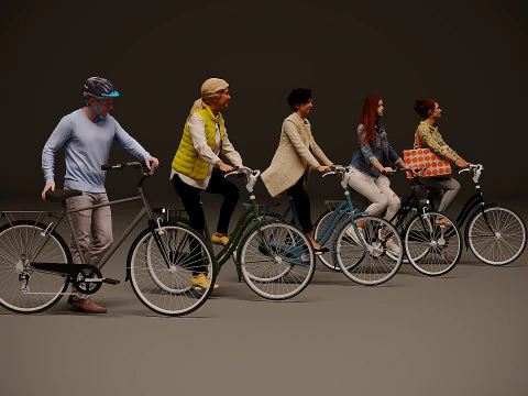 Cyclists-Collection x 5 3D Model
