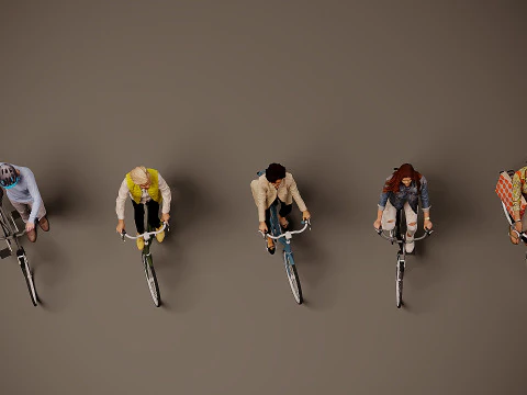Cyclists-Collection x 5 3D Model