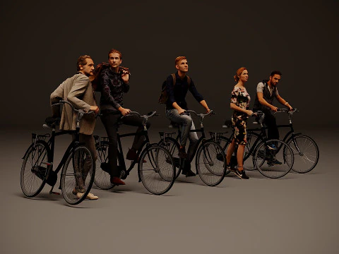 Cyclists-Collection x 5 00 3D Model