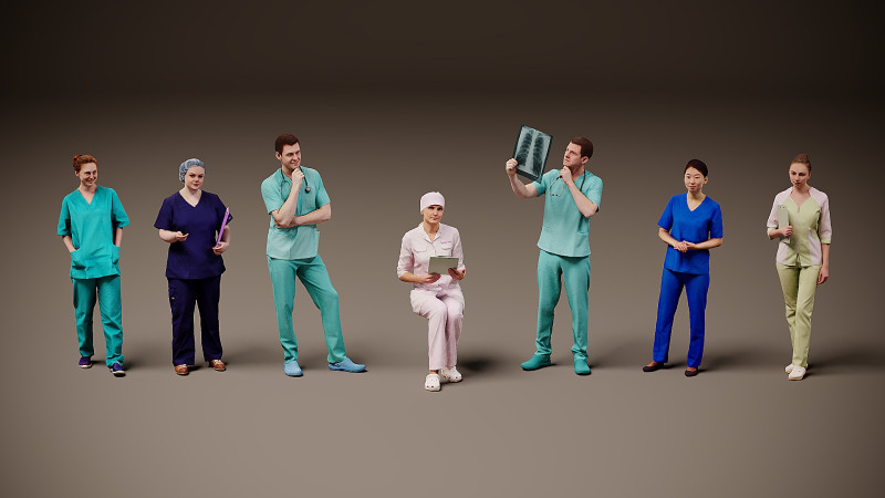 医生集合 x 7 3D 模型 .c4d .max .obj .3ds .fbx .stl .blend 