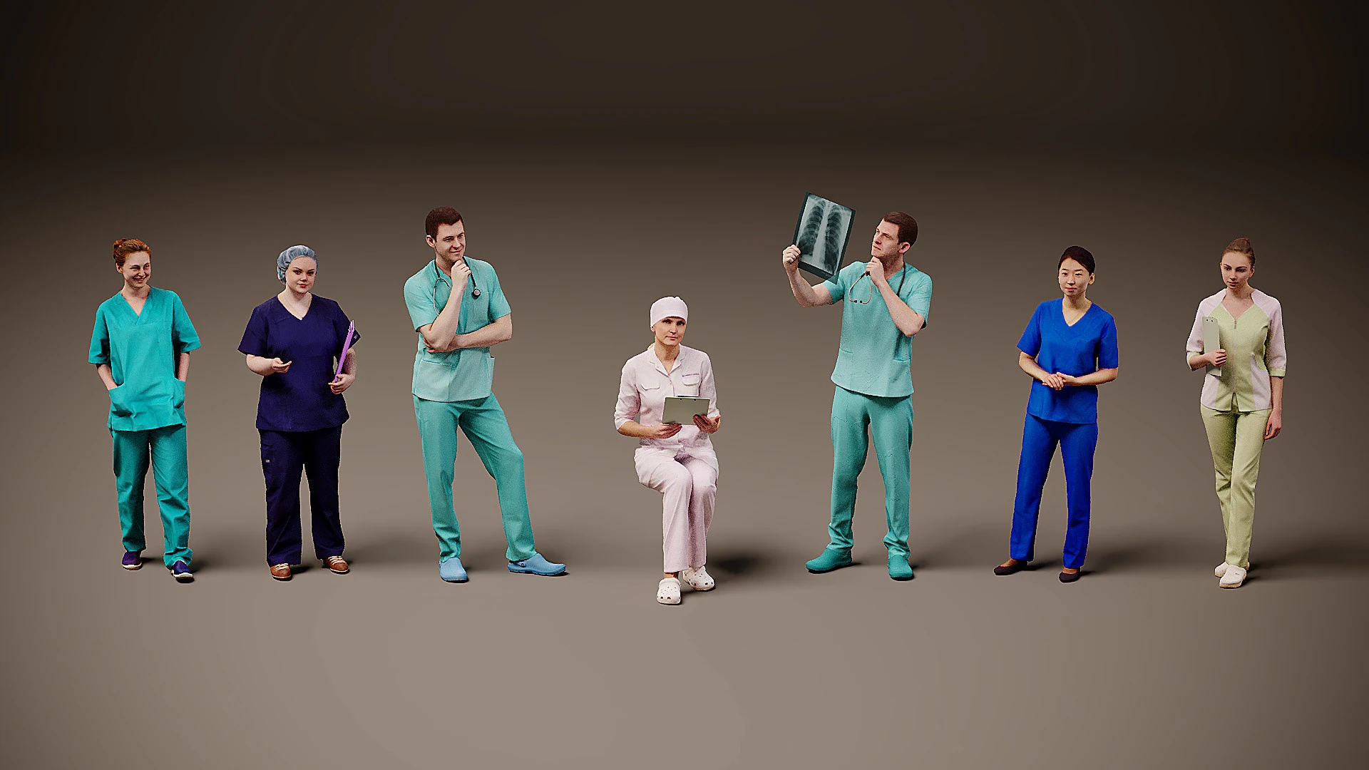 Collection of doctors x 7 3D Model .c4d .max .obj .3ds .fbx .stl .blend 