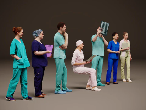 Collection of doctors x 7 3D Model