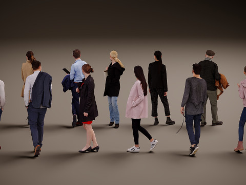 Collection of people in masks x 11 3D Model