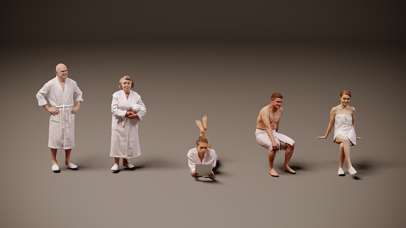 People in the sauna x 5 3D Model .c4d .max .obj .3ds .fbx .stl .blend 