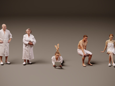 सॉना में लोग x 5 3D मॉडल