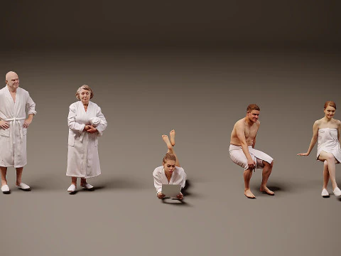 桑拿房的人数 x 5 3D 模型