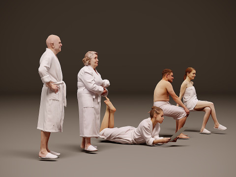 People in the sauna x 5 3D Model