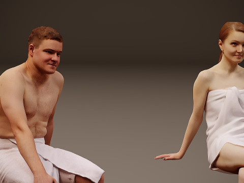 People in the sauna x 5 3D Model