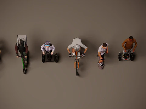 People on scooters x 7 3D Model