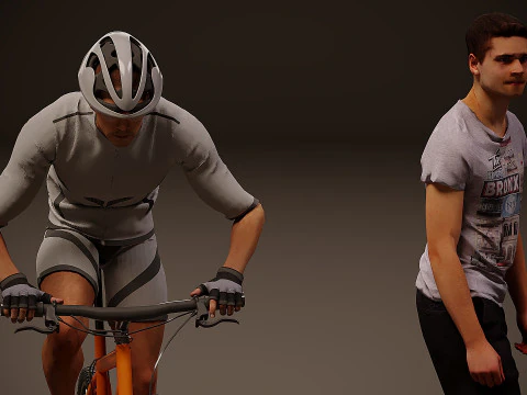 People on scooters x 7 3D Model