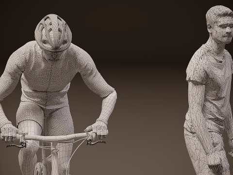 Persone sugli scooter x 7 Modello 3D