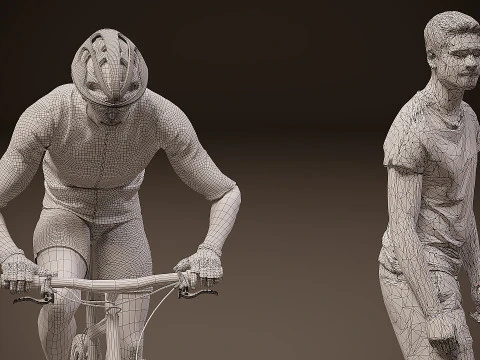 People on scooters x 7 3D Model