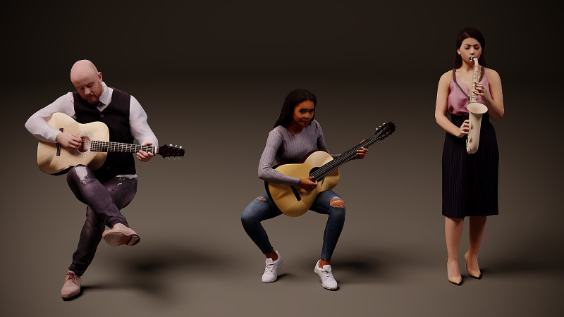 带乐器的人 x 3 3D 模型 .c4d .max .obj .3ds .fbx .stl .blend 