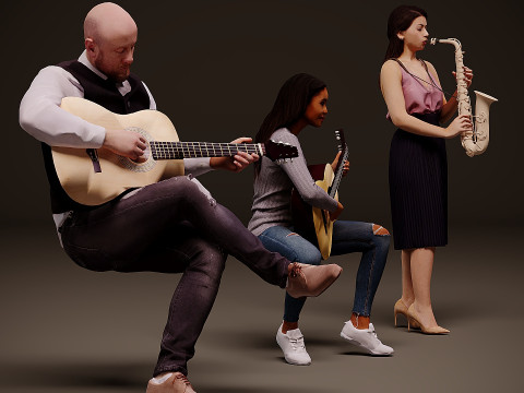 带乐器的人 x 3 3D 模型