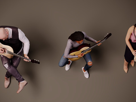 带乐器的人 x 3 3D 模型