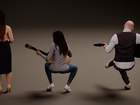 带乐器的人 x 3 3D 模型