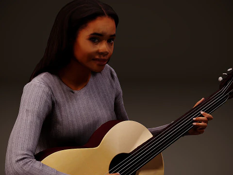 Люди з музичними інструментами х 3 3D Модель