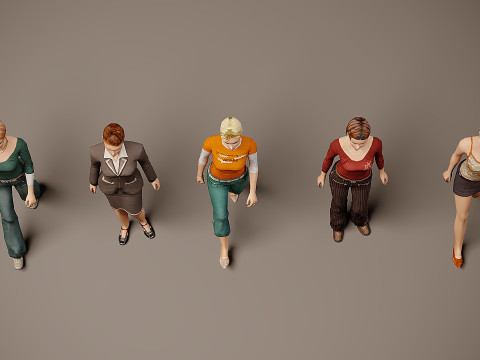 Chodzące kobiety x 5 Model 3D