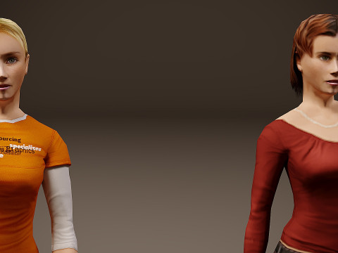 Chodzące kobiety x 5 Model 3D