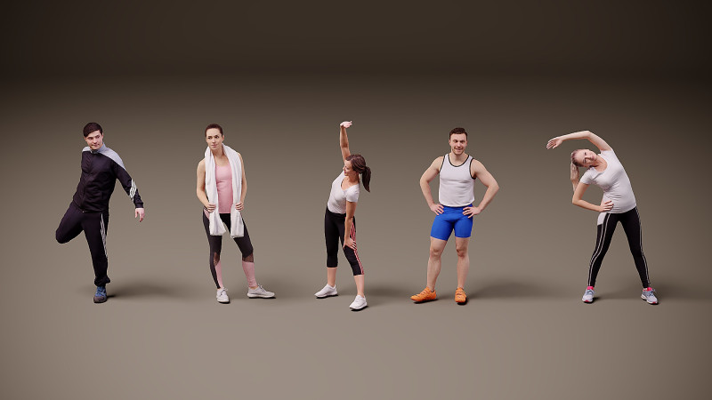 人们是运动员 x 5 3D 模型 .c4d .max .obj .3ds .fbx .stl .blend 