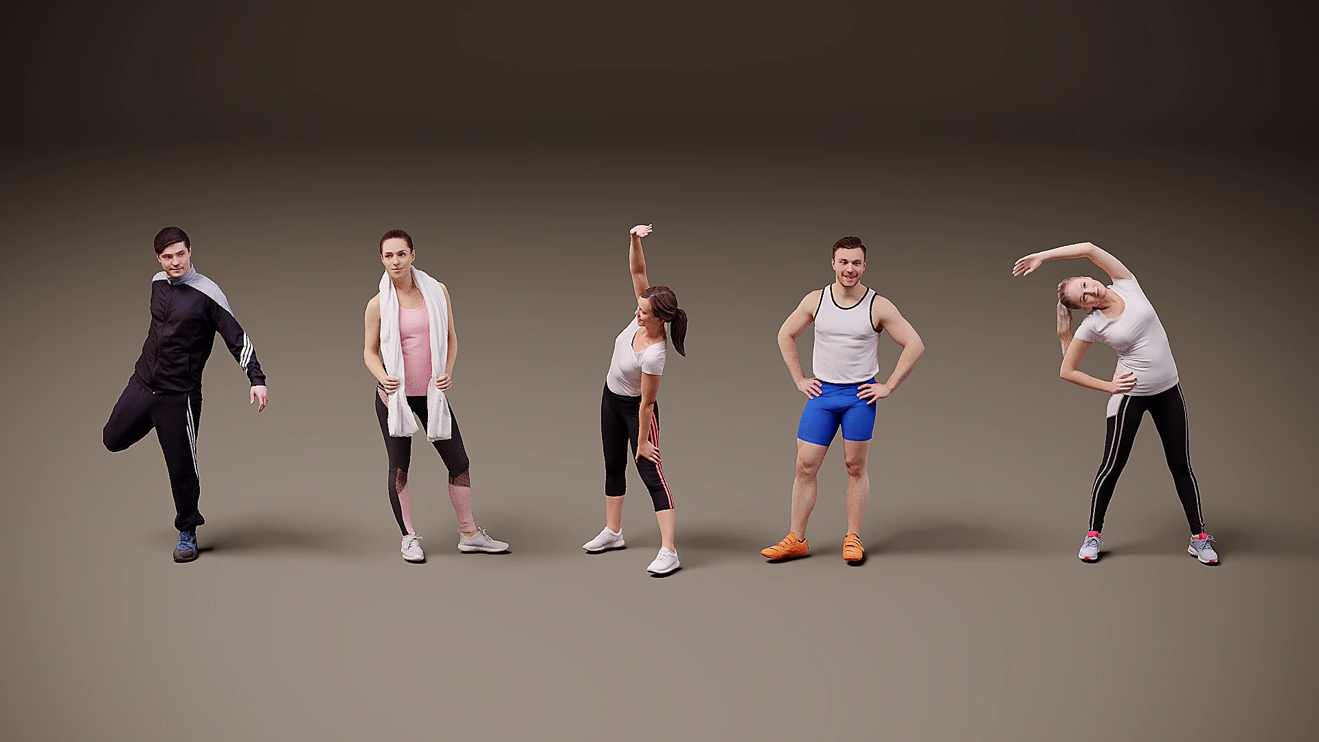 People are athletes x 5 3D Model .c4d .max .obj .3ds .fbx .stl .blend 