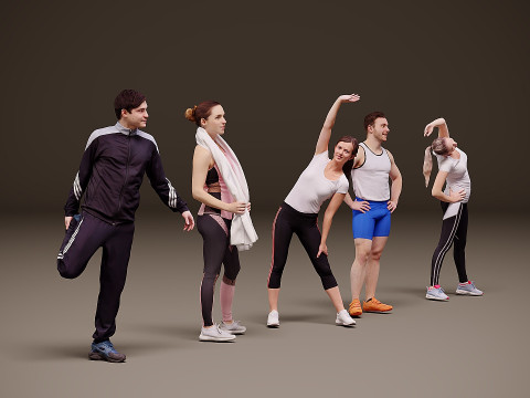 人们是运动员 x 5 3D 模型