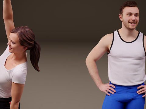 人们是运动员 x 5 3D 模型