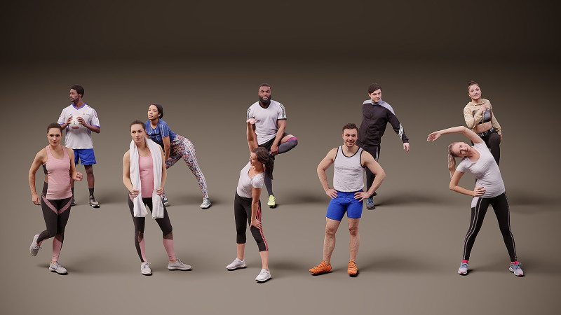 人们是运动员 x 10 3D 模型 .c4d .max .obj .3ds .fbx .stl .blend