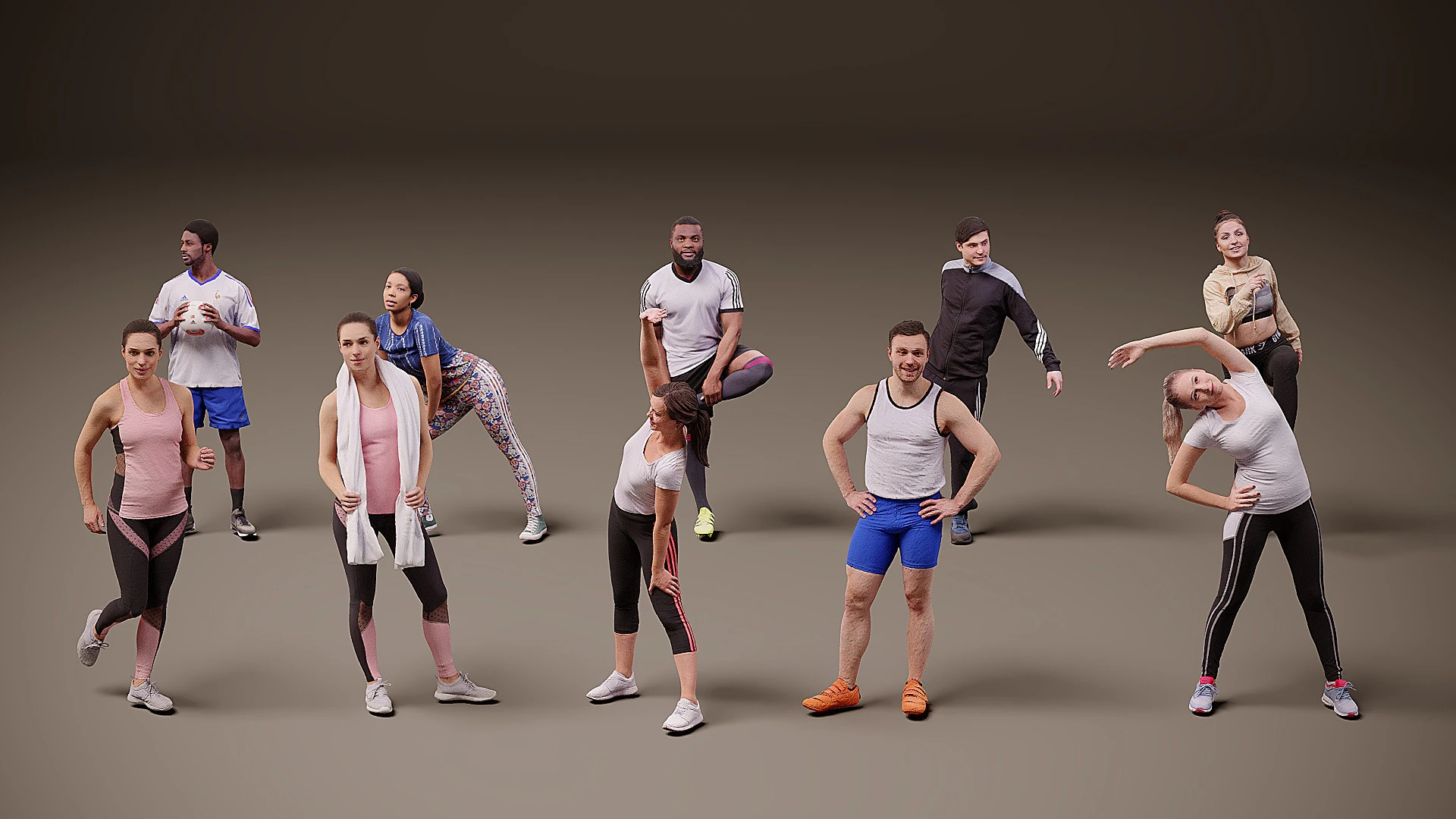 People are athletes x 10 3D Model .c4d .max .obj .3ds .fbx .stl .blend 