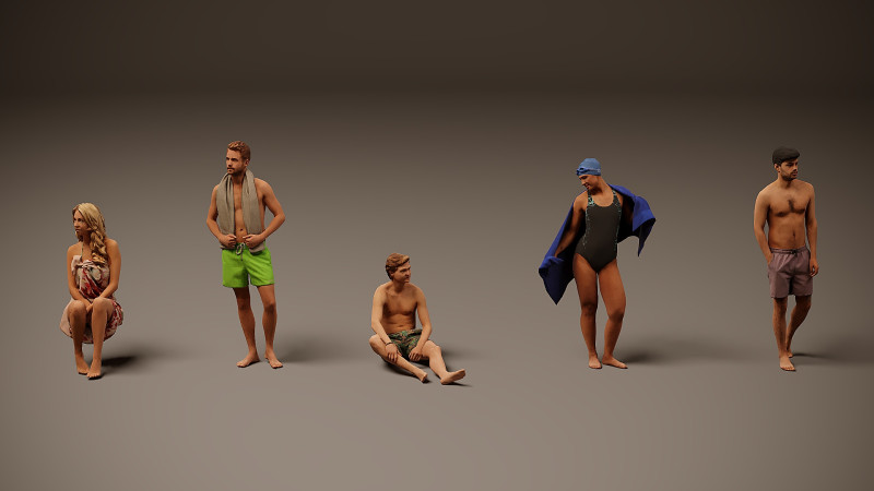 ビーチにいる人々×5 3Dモデル .c4d .max .obj .3ds .fbx .stl .blend 