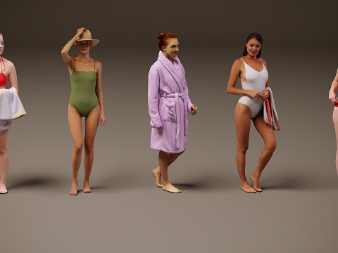 ビーチにいる人々 x 5 00 3Dモデル