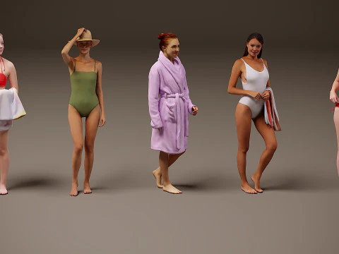 समुद्र तट पर लोग x 5 00 3D मॉडल