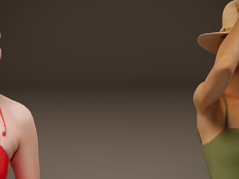 Menschen am Strand x 5 00 3D Modell