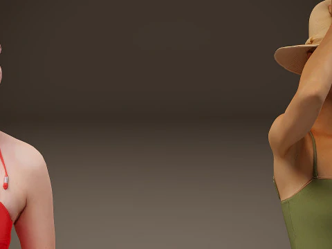 People on the beach x 5 00 3D Model