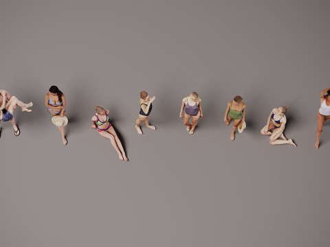 Persone sulla spiaggia x 8 Modello 3D