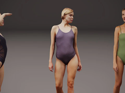 People on the beach x 8 3D Model