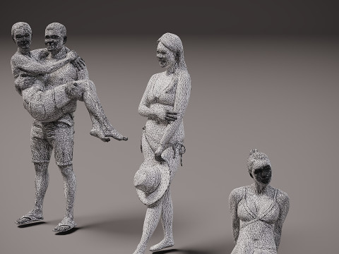 Persone sulla spiaggia x 8 Modello 3D