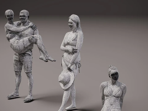 People on the beach x 8 3D Model