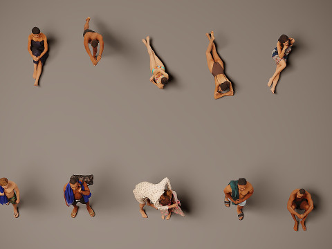 Люди на пляже x10 3D Модель