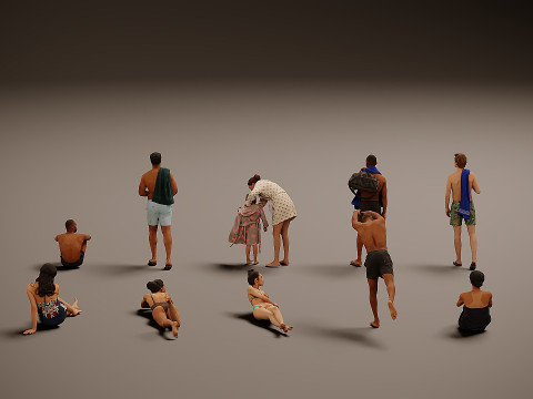 Люди на пляже x10 3D Модель