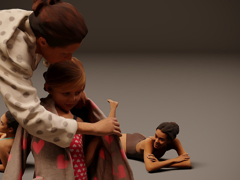 Люди на пляже x10 3D Модель