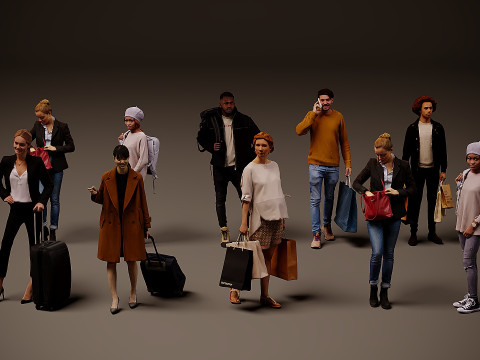 Люди з сумками х 10 00 3D Модель