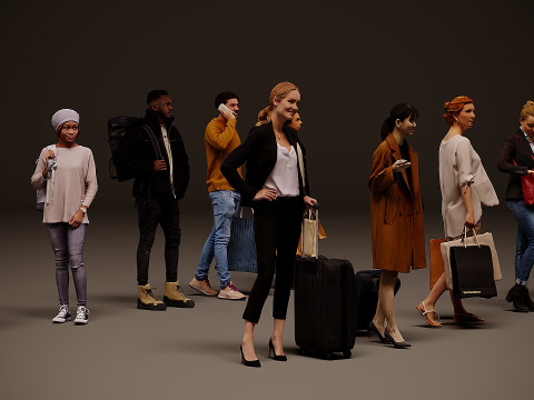Люди з сумками х 10 00 3D Модель