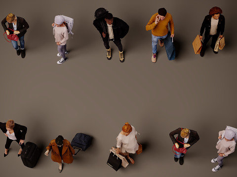 Люди з сумками х 10 00 3D Модель